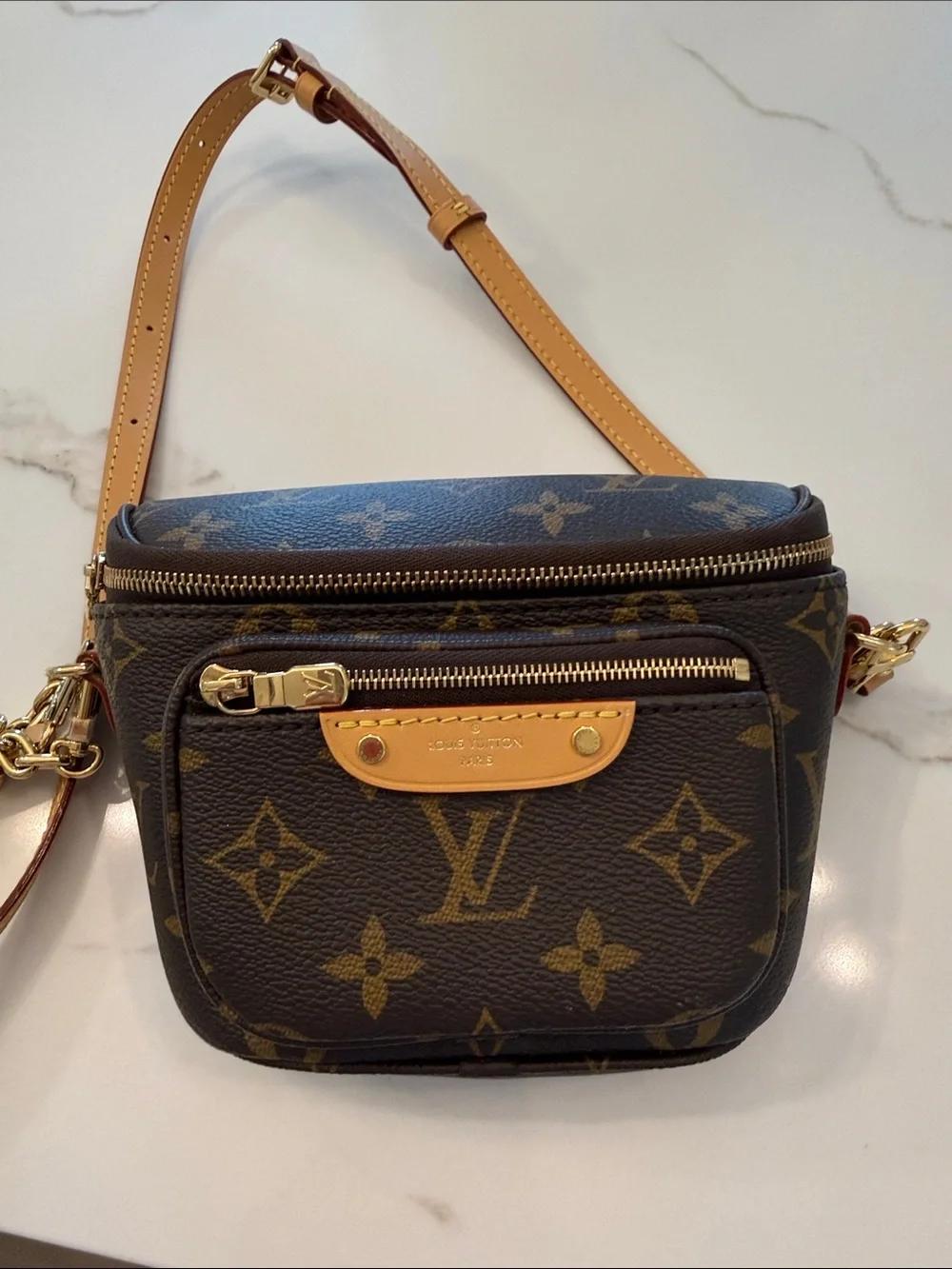 Louis Vuitton Monogram Canvas Brown Crossbody Bag Mini Bumbag